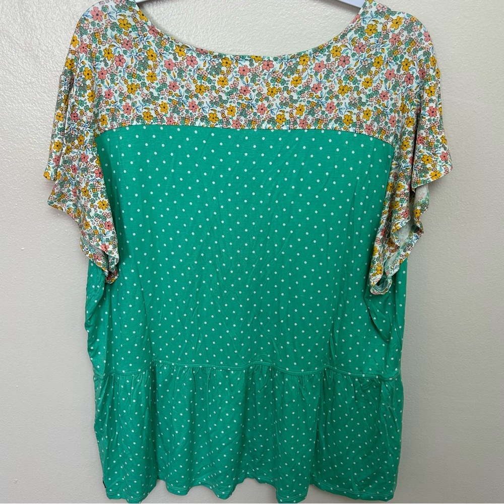 Matilda Jane Dream Chasers Free to Be Teal and Pastel Floral Top - Picture 6 of 6